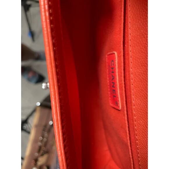 CHANEL Wild Stitch Old Medium Boy Bag Orange Red Caviar Leather โ Excellent - Picture 6 of 7